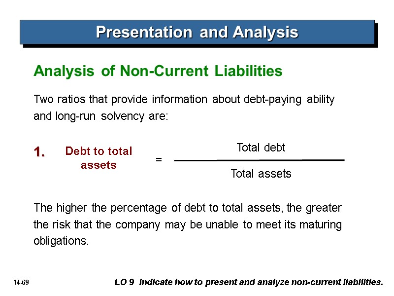 Analysis of Non-Current Liabilities Two ratios that provide information about debt-paying ability and long-run
